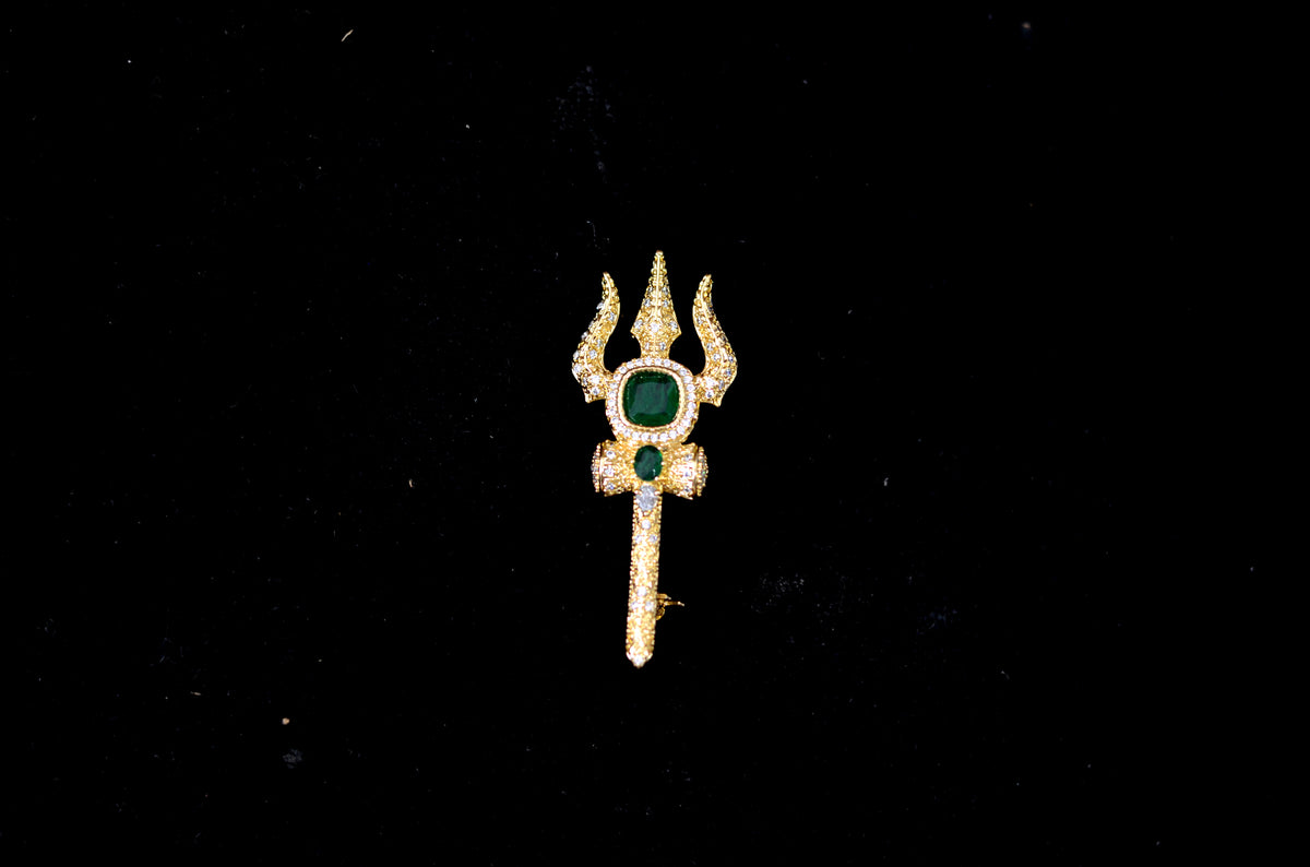 ACCESSORIES  BROUCHE 010 GOLDEN STONE EMERALD