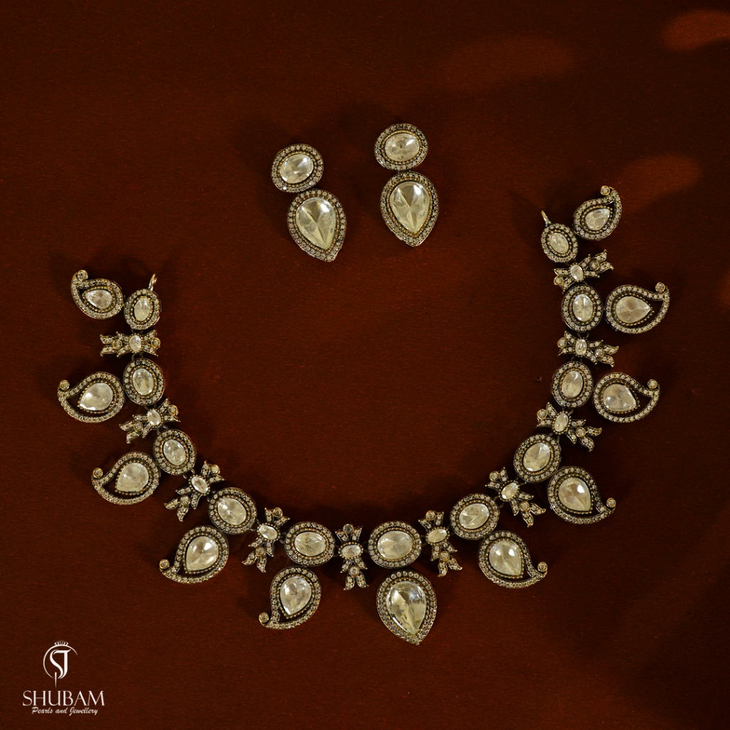 NECKLACE necklace 130 Mozonite With Victorian Polish WHITE