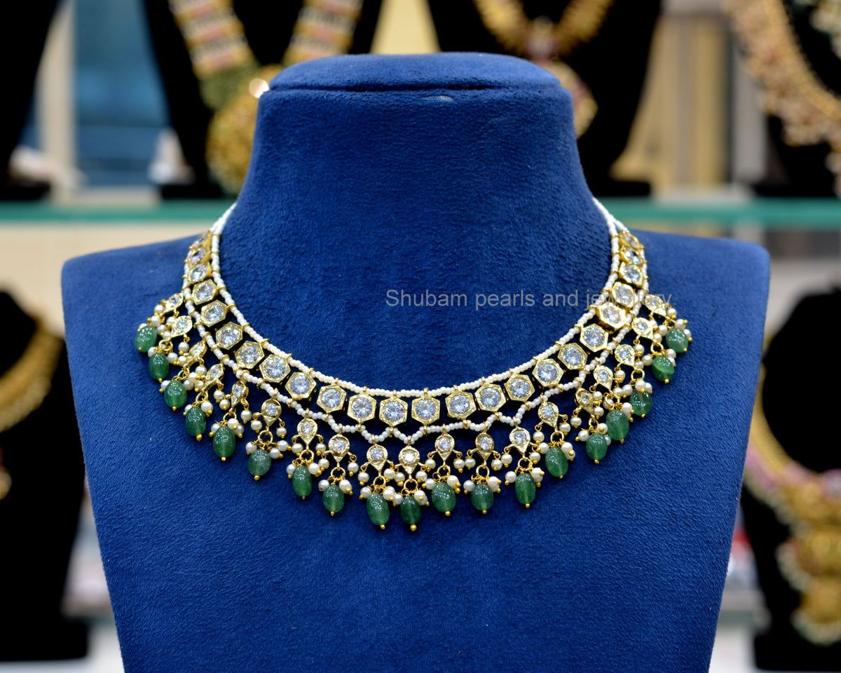 NECKLACE Necklace 947 - NE947 handmade GOLDEN STONE EMERALD