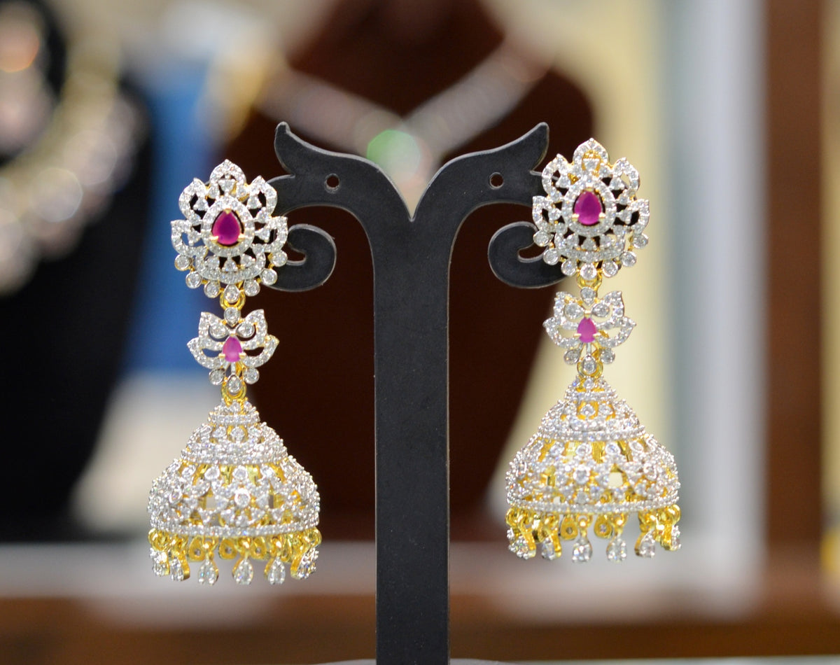 Earring jhumka 071 DIAMOND RUBY