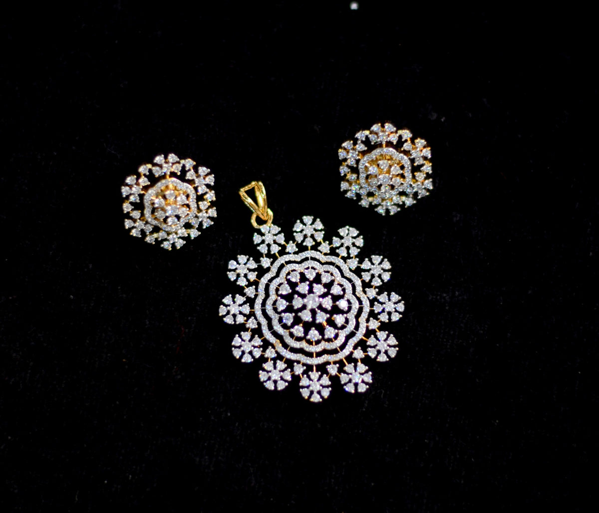 PENDANT SET CHAINS pendant set 238 DIAMOND DUAL PLATING DIAMOND LOOK