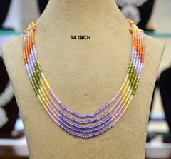 BEADS MALA AND CHAINS Cz mala 14 inch multi Navratna 14 INCH
