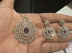 PENDANT SET CHAINS Pendant 114 DIAMOND  EMETHYST PURPLE