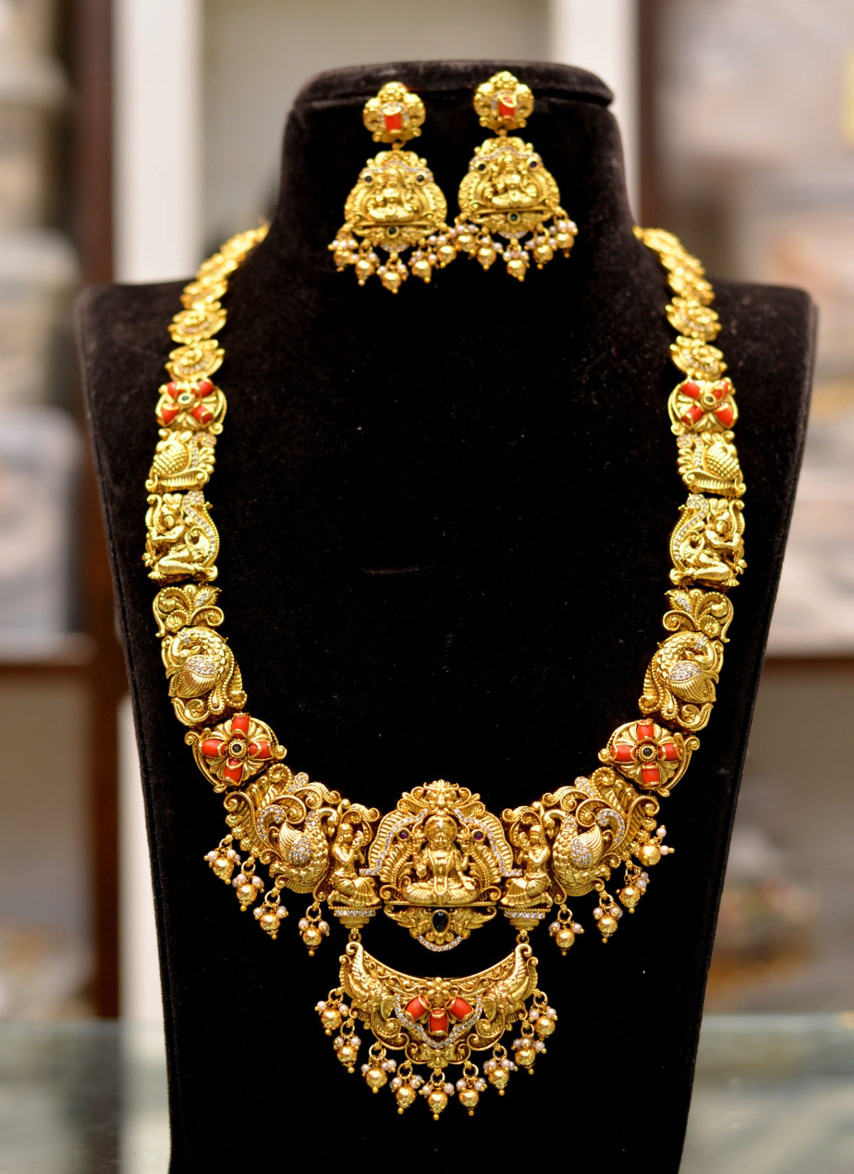 NECKLACE Long Necklace 167 - NE167 NAKSHI AD STONE GOLDEN