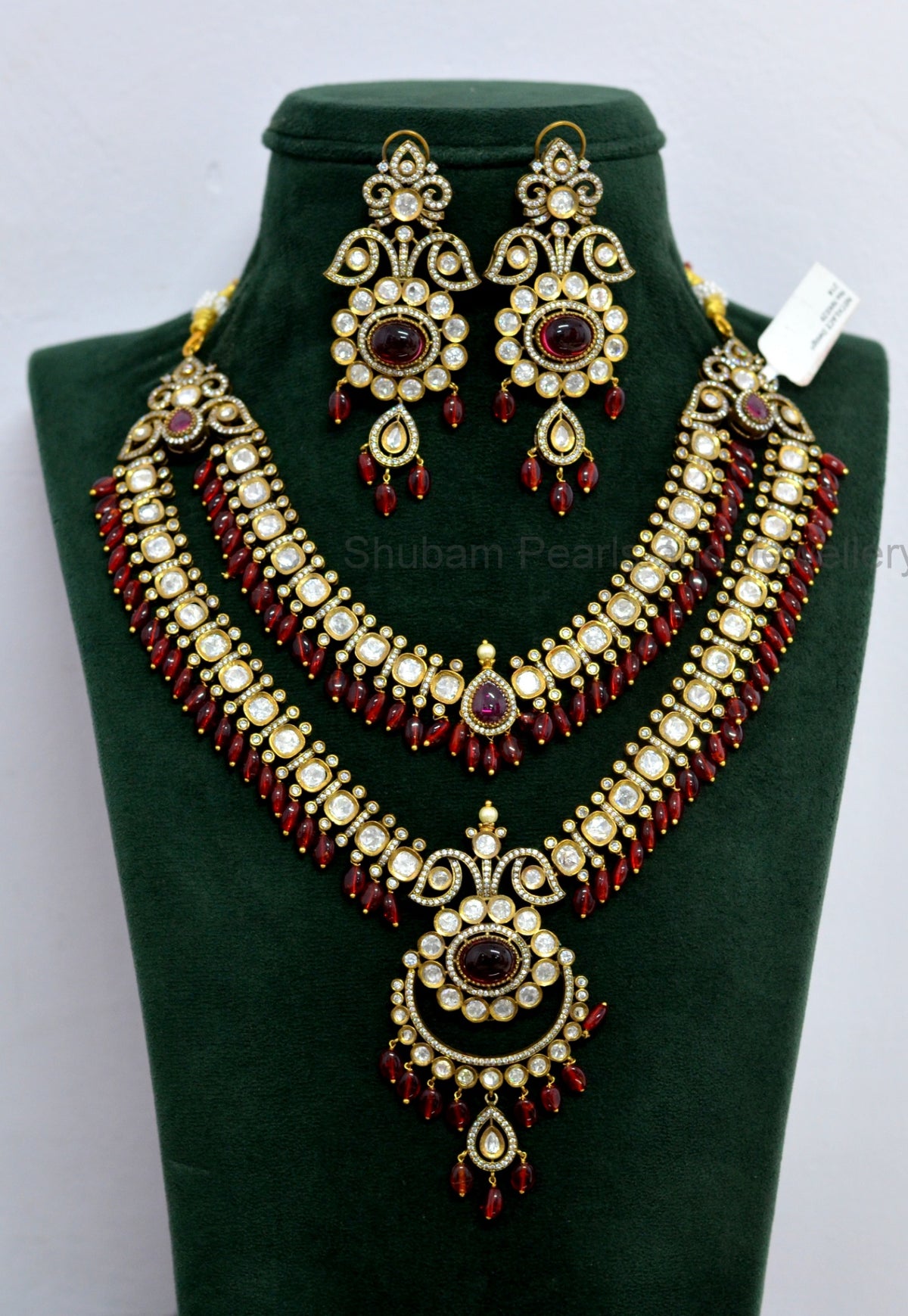 NECKLACE NK029 VICKTORIAN  RUBY Mozonite layers