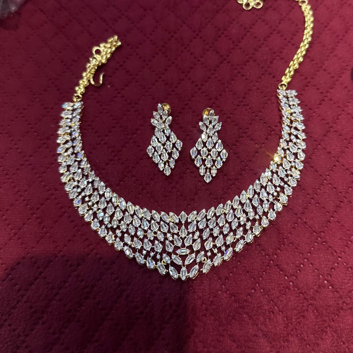 NECKLACE NECKLACE 795 DIAMOND DUAL PLATING DIAMOND LOOK