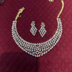 NECKLACE NECKLACE 795 DIAMOND DUAL PLATING DIAMOND LOOK