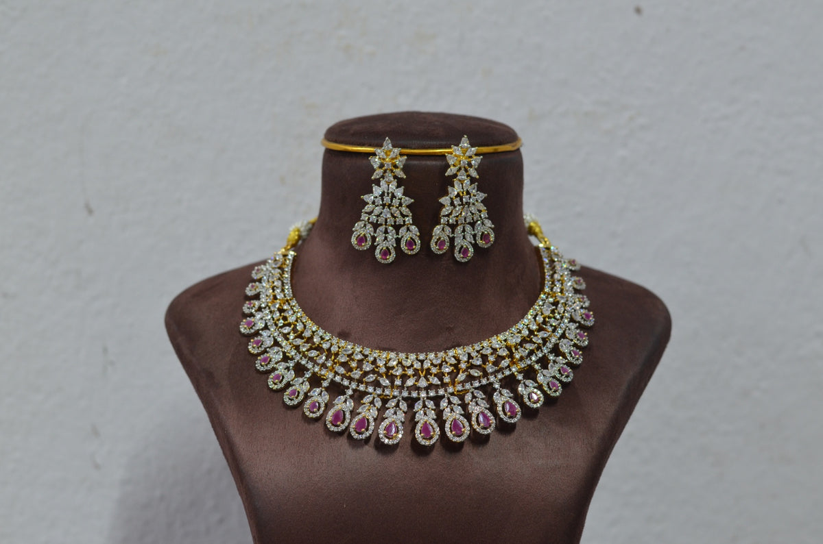 NECKLACE Nk198 DIAMOND  RUBY