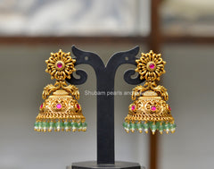 Earring jHUMKA 011 NAKSHI KEMPU RUBY