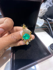 ACCESSORIES  Brouche 012 MOZONITE MEDIUM SIZE & EMERALD COLOUR