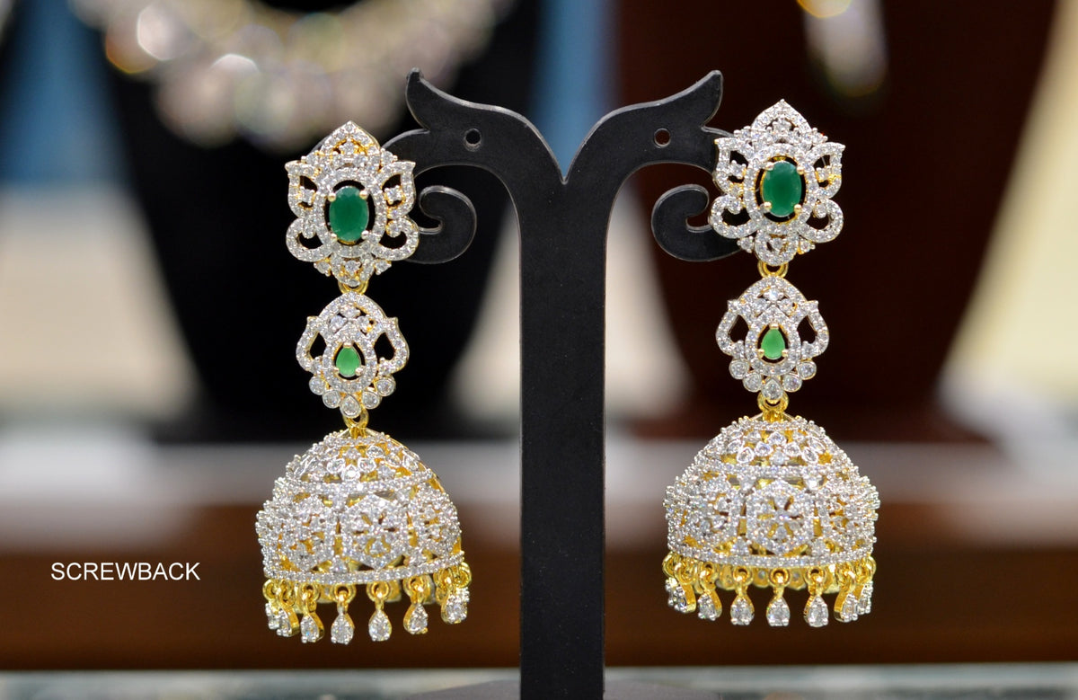 Earring Jhumka 067 DIAMOND EMERALD