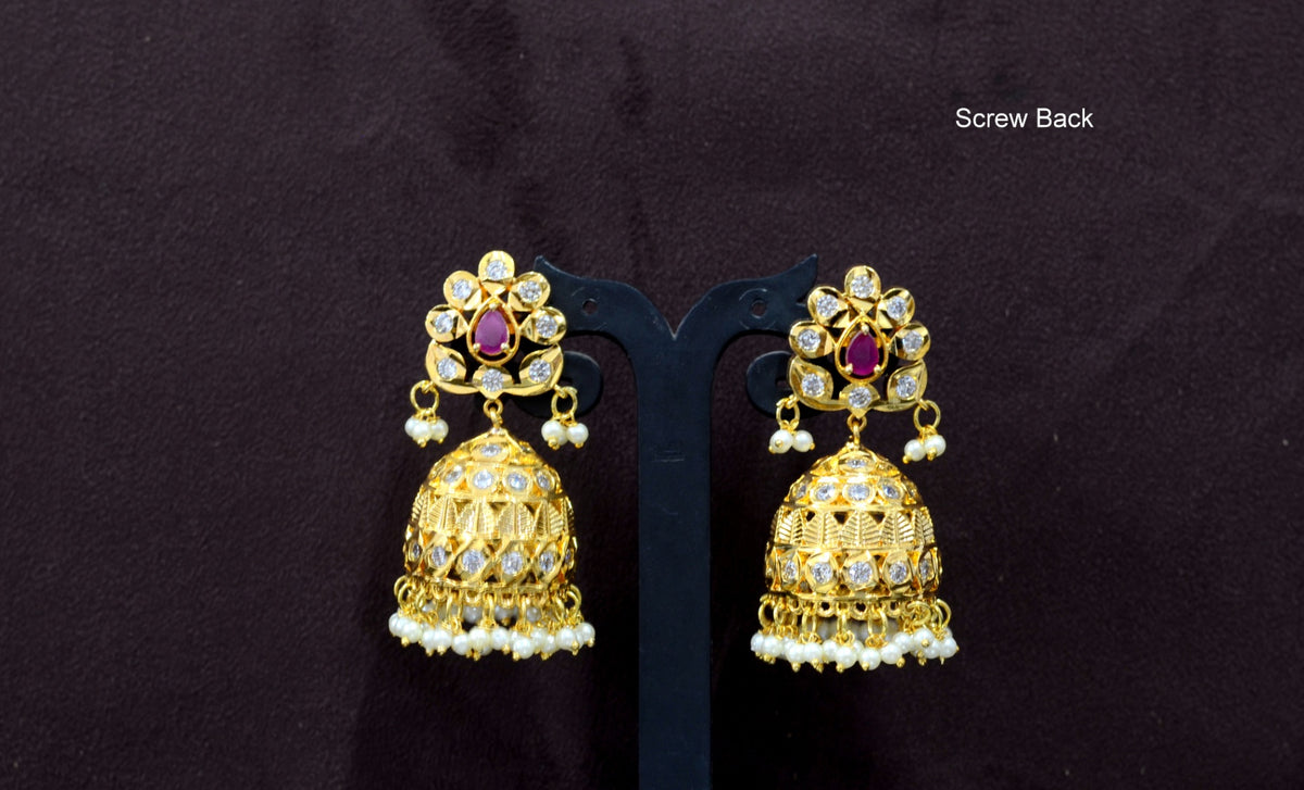 Earring Earrings 027 GOLDEN STONE RUBY
