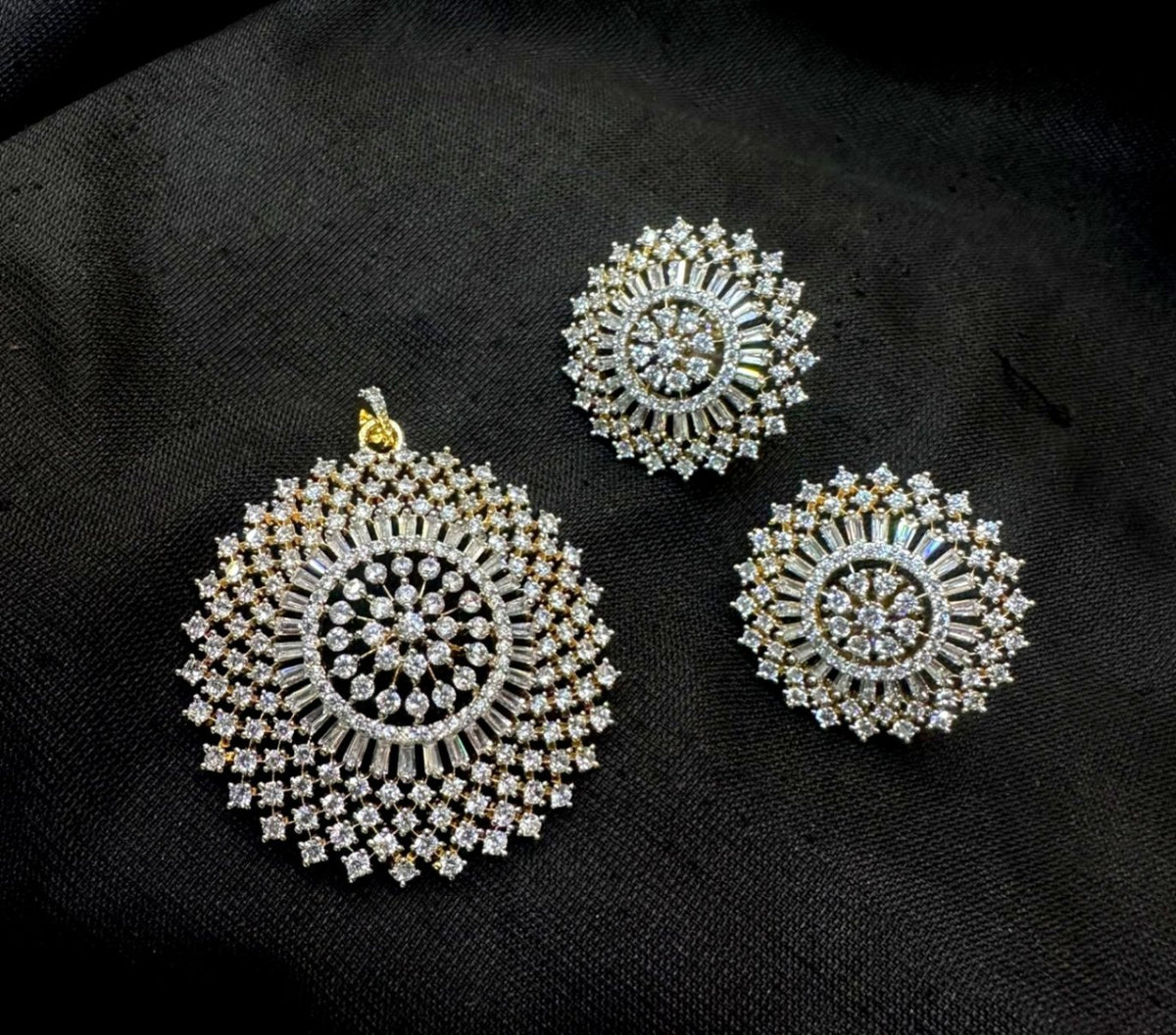 PENDANT SET CHAINS PS096 DIAMOND  WHITE
