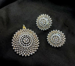 PENDANT SET CHAINS PS096 DIAMOND  WHITE
