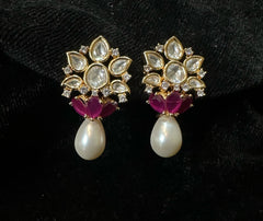 Earring Eartops 244 MOZONITE RUBY