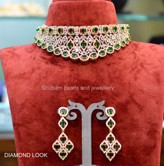 CHOKER Ch046 DIAMOND  EMERALD