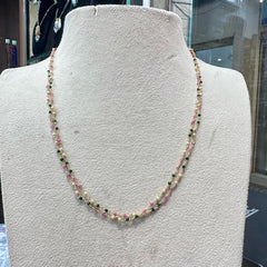 BEADS MALA AND CHAINS SHORT CRSTAL MALA  MULTI COLOR 16-18 Inch