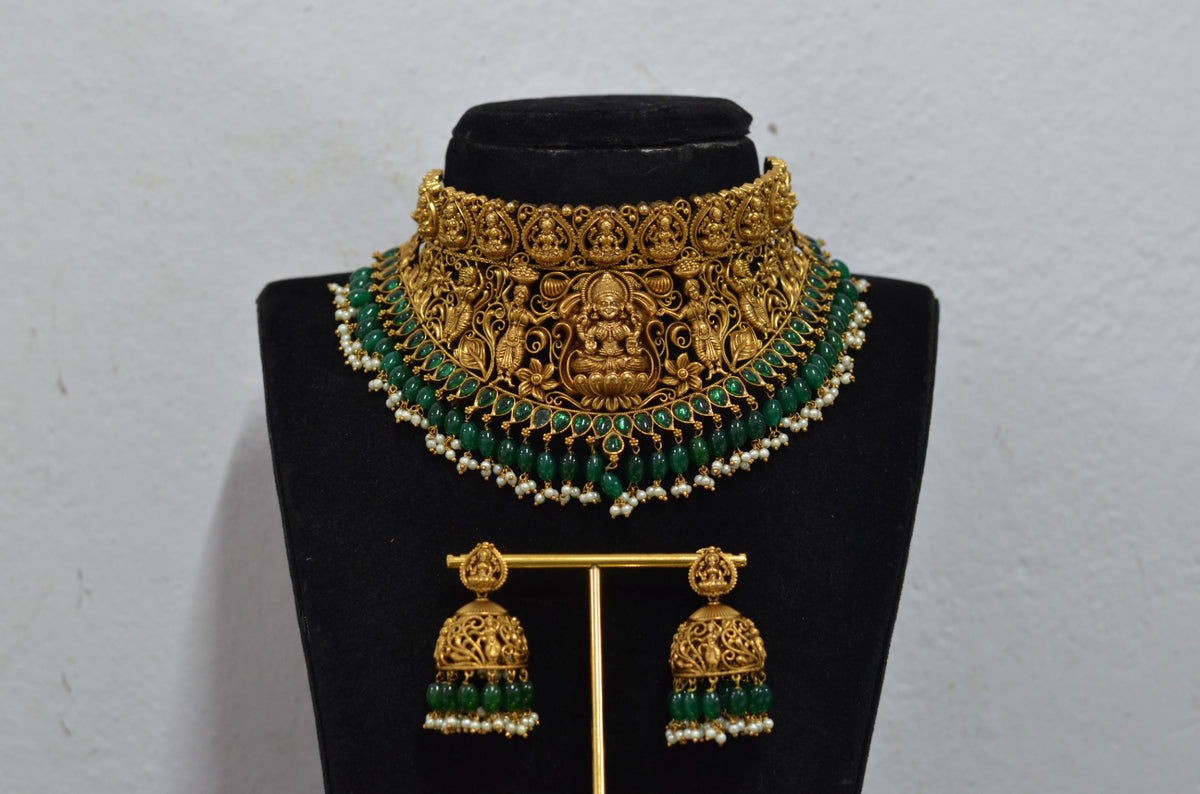 CHOKER Ch049 NAKSHI ANTQIUE EMERALD