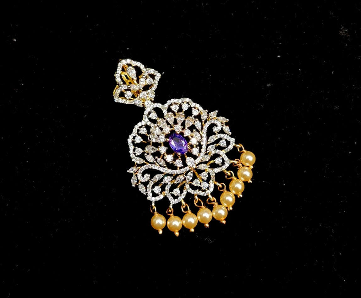 PENDANT SET CHAINS Locket 004 DIAMOND EMETHYST PURPLE
