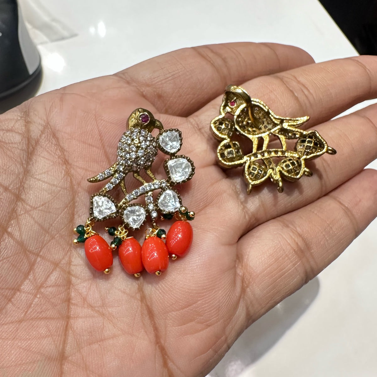 PENDANT SET CHAINS Locket 025 VICKTORIAN  CORAL