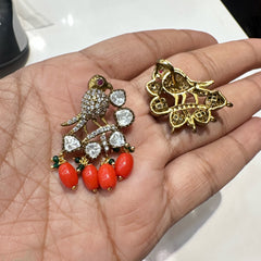 PENDANT SET CHAINS Locket 025 VICKTORIAN  CORAL