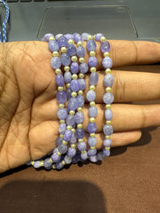 BEADS MALA AND CHAINS blue 5 lines natural mala - BLA3 BLUE 18-20