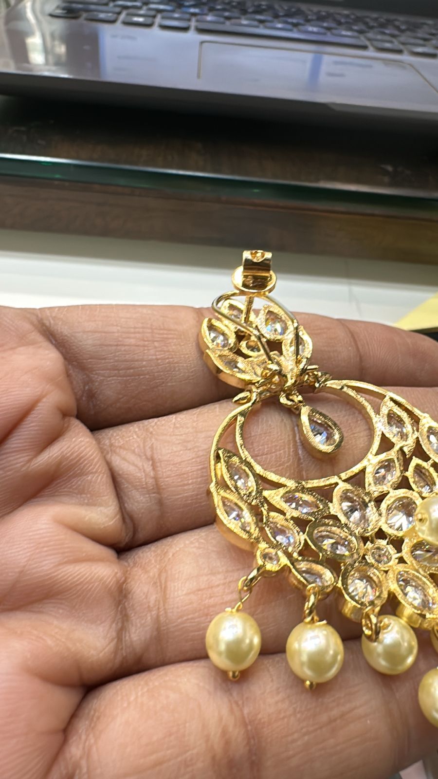 Earring Earrings 144 GOLDEN STONE WHITE