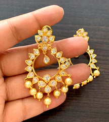 Earring Er049 GOLDEN STONE WHITE