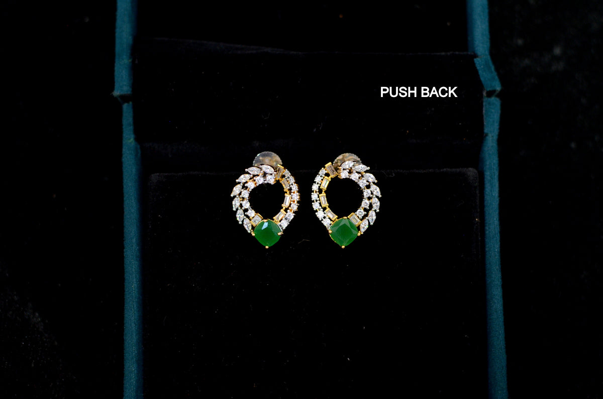 Earring Eartops 048 DIAMOND EMERALD