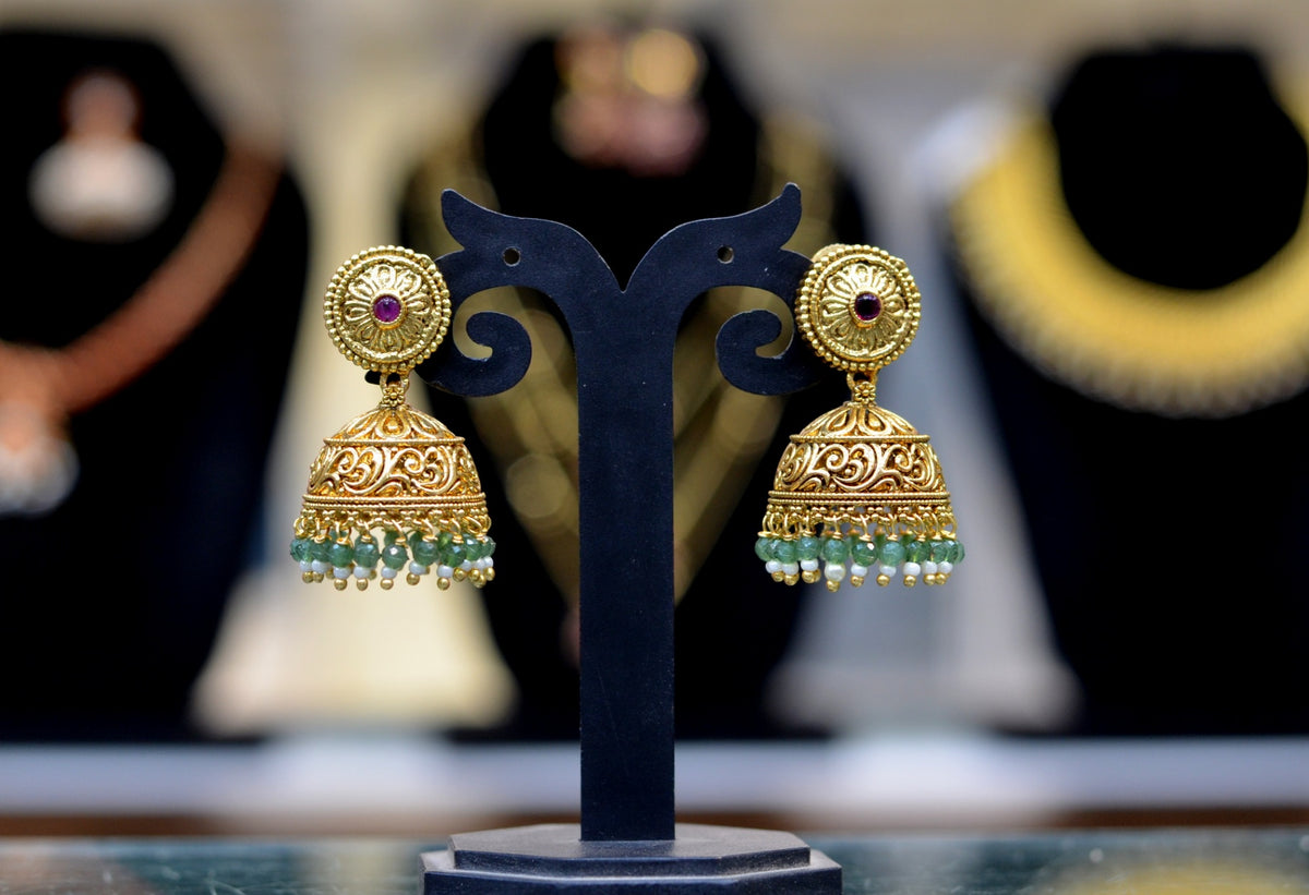 Earring Earrings 013 NAKSHI ANTQIUE EMERALD