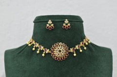 NECKLACE NK067 GOLDEN STONE MULTI COLOR