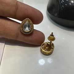 Earring Eartops 252 MOZONITE GOLDEN
