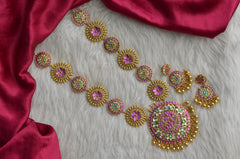 NECKLACE necklace 623 Jadau Look Kemp Stone GOLDEN