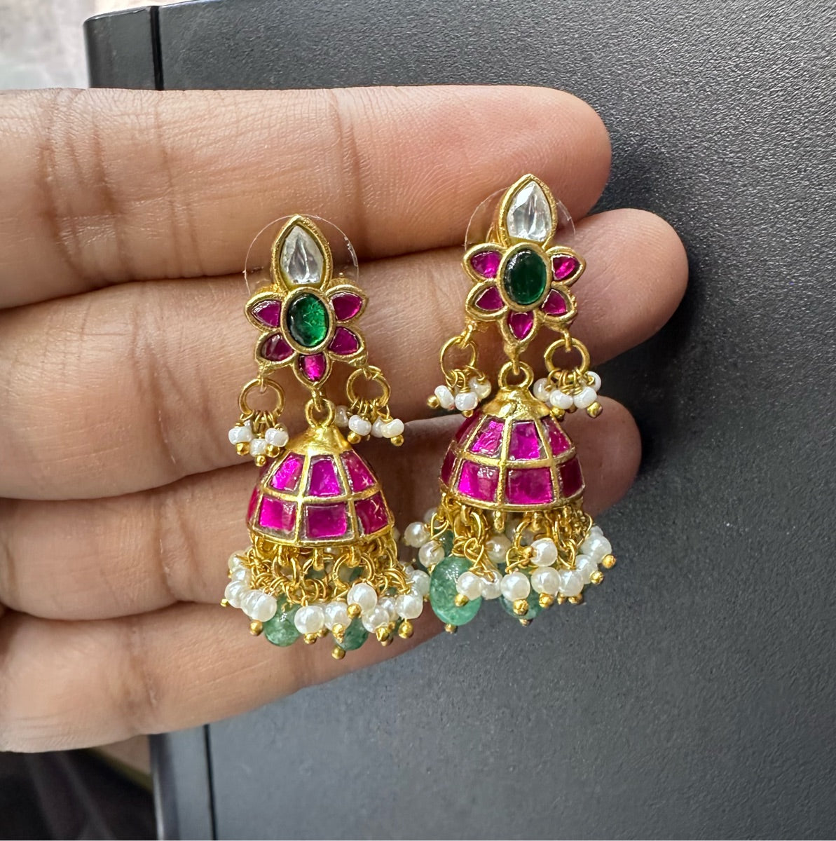 Earring ER165 JADAU RUBY