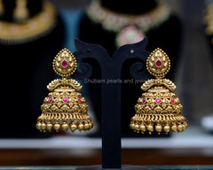 Earring jhumka 097 NAKSHI JADAU MIX RUBY