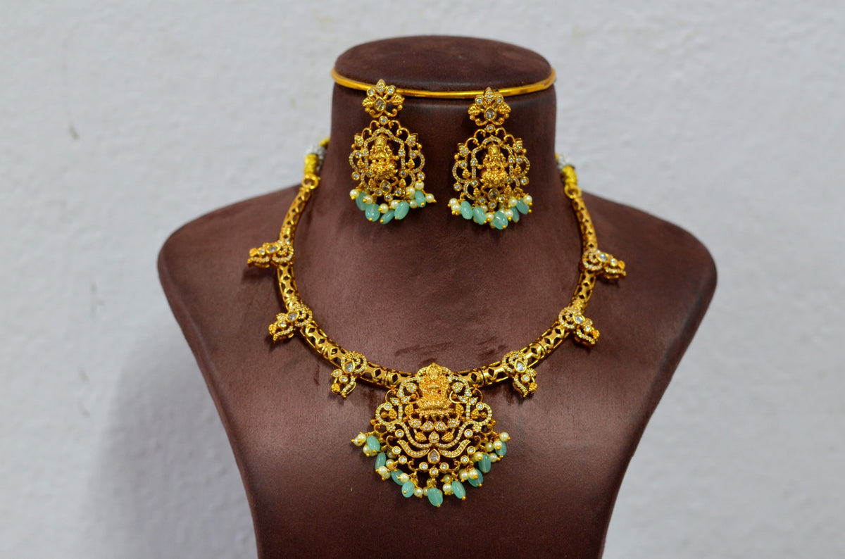 NECKLACE Necklace 746 NAKSHI AD STONE MINT GREEN