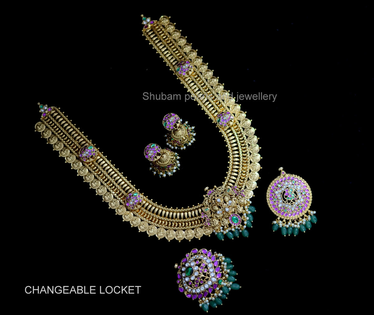NECKLACE Long Kasul necklace 641 NEW NAKSHI JADAU MIX EMERALD