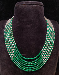 BEADS MALA AND CHAINS PEARL AND ONEX MALA EMERALD 16-18 Inch