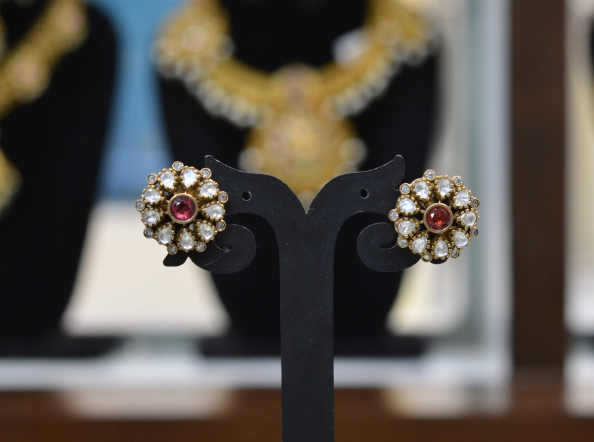 Earring Earrings 272 Mozonite With Victorian Polish RUBY