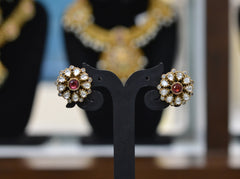 Earring Earrings 272 Mozonite With Victorian Polish RUBY