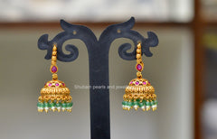 Earring JHUMKA 010 NAKSHI KEMPU RUBY