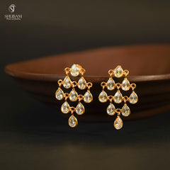 Earring Earrings 079 GOLDEN STONE WHITE