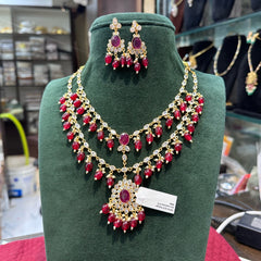 NECKLACE necklace 915 GOLDEN STONE Ruby And White