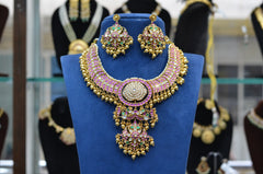 NECKLACE 2 SIDED & FLIP Necklace 044 - NEE044 Jadau Look Kemp Stone MULTI COLOR