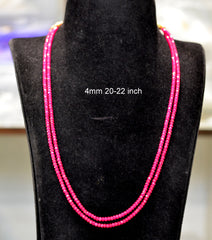 BEADS MALA AND CHAINS 2 lines 22 inch 4mm ruby beads RUBY 20-22