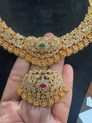 NECKLACE long CZ kasul mala 001 - CZA001 NAKSHI AD STONE MULTI COLOR