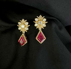 Earring Eartops 223 MOZONITE RUBY