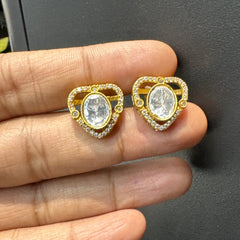 Earring Eartops 255 MOZONITE GOLDEN