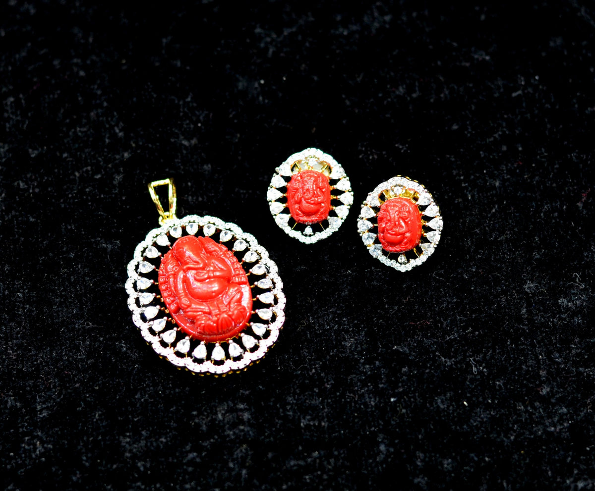 PENDANT SET CHAINS pendant set  026 DIAMOND CORAL