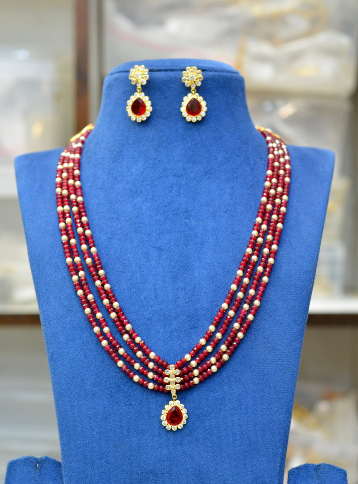 BEADS MALA AND CHAINS pendant beads mala 001 RUBY medium